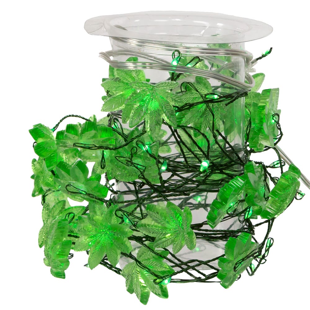 Kurt Adler 6-Foot 72-Light Battery-Operated Cannabis Cluster Garland